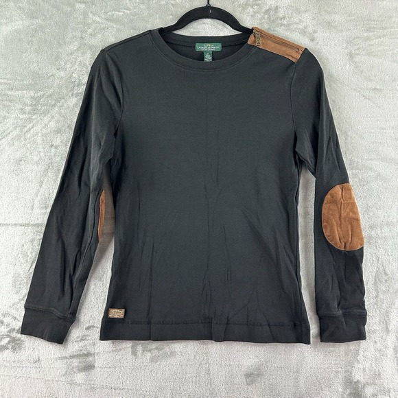 Lauren Jeans Tops - Lauren Jean's Co Ralph Lauren Shirt Woman's M Black Shoulder Zip Elbow Patch Top